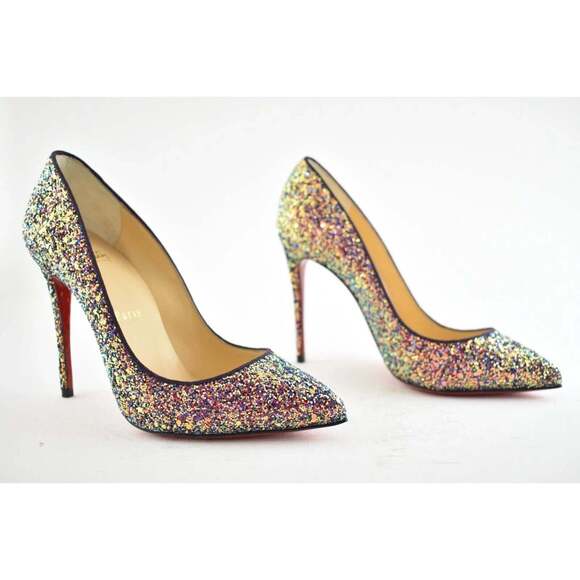 Christian Louboutin Pigalle Follies 100 Glitter Milkyway Blue Red Heel Pump 37 - Picture 4 of 12